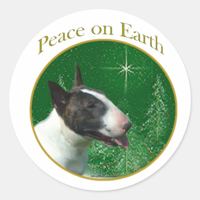 Bull Terrier Peace Classic Round Sticker (Front)