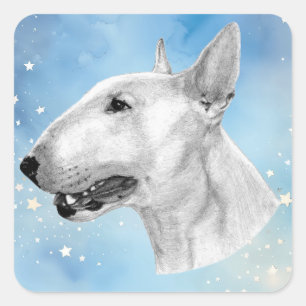 Bull Terrier pencil drawing Square Sticker