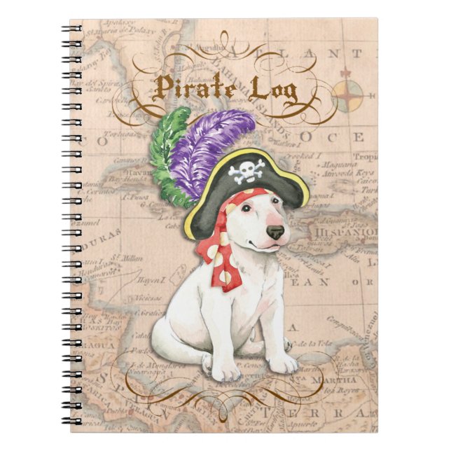Bull Terrier Pirate Spiral Notebook (Front)