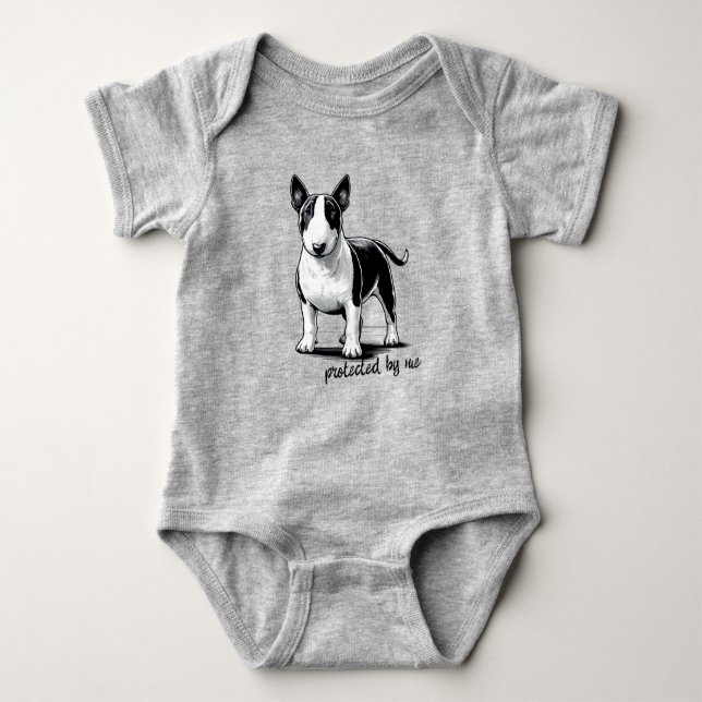 Bull Terrier - Protected by me Baby Bodysuit (Front)