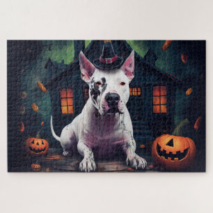 Bull Terrier Pumpkins Halloween Scary Jigsaw Puzzle
