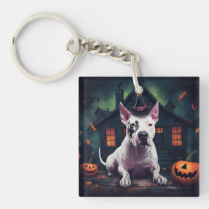 Bull Terrier Pumpkins Halloween Scary Key Ring
