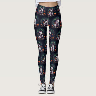 Bull Terrier Pumpkins Halloween Scary Leggings