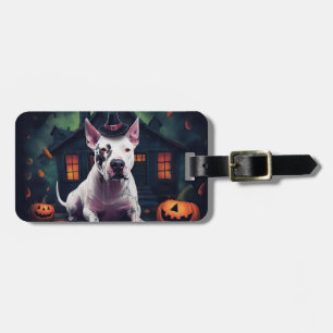 Bull Terrier Pumpkins Halloween Scary Luggage Tag