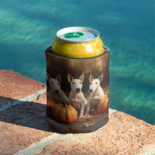 Bull Terrier Puppy Autumn Delight Pumpkin Can Cooler