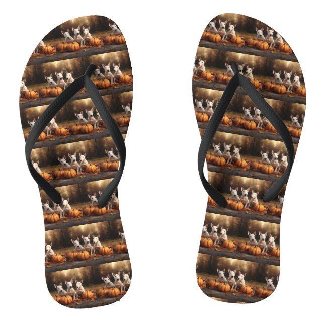Bull Terrier Puppy Autumn Delight Pumpkin Jandals (Footbed)
