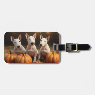 Bull Terrier Puppy Autumn Delight Pumpkin Luggage Tag