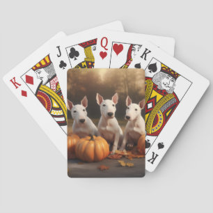 Bull Terrier Puppy Autumn Delight Pumpkin Playing Cards