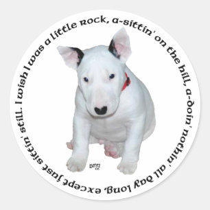 Bull Terrier Puppy Ditties Classic Round Sticker