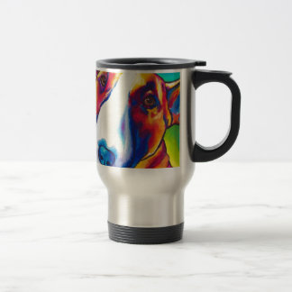 bull terrier red and white 2 travel mug