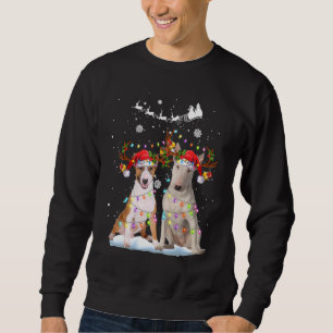 Bull Terrier Reindeer Santa Hat Xmas Lights Christ Sweatshirt