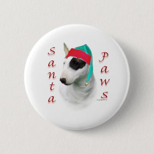 Bull Terrier Santa Paws 6 Cm Round Badge