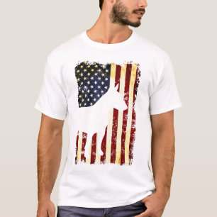 Bull Terrier Silhouette American Flag 4Th Of July T-Shirt