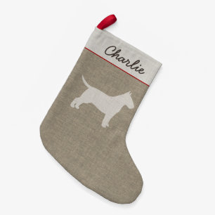 Bull Terrier Silhouette Cute Dog Lover's Holiday Small Christmas Stocking