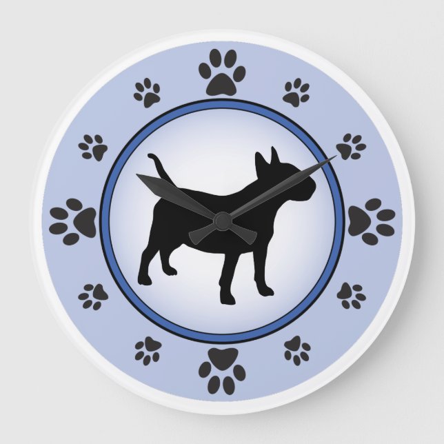 Bull Terrier Silhouette Large Clock (Front)