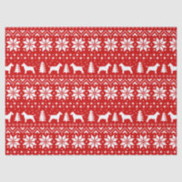 Bull Terrier Silhouettes Christmas Pattern Red