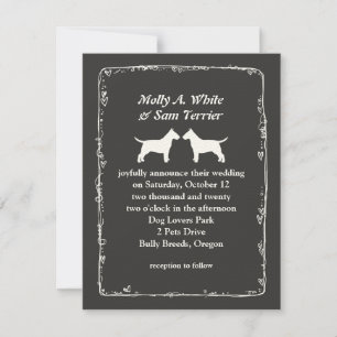 Bull Terrier Silhouettes Wedding Announcement
