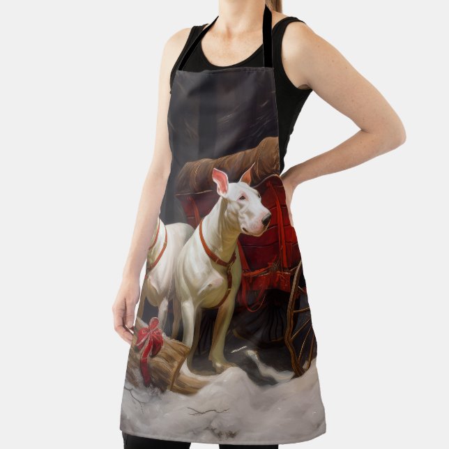 Bull Terrier Snowy Sleigh Christmas Decor  Apron (Insitu)