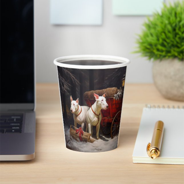 Bull Terrier Snowy Sleigh Christmas Decor  Paper Cups (Insitu)