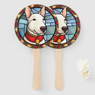 Bull Terrier Stained Glass Christmas Hand Fan