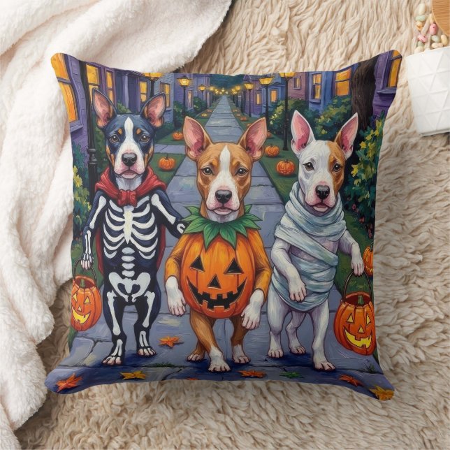 Bull Terrier Trick-or-Treating Halloween Costumes Cushion (Blanket)