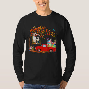 Bull Terrier Wearing Bunny Ear Red Truck With Eggs T-Shirt