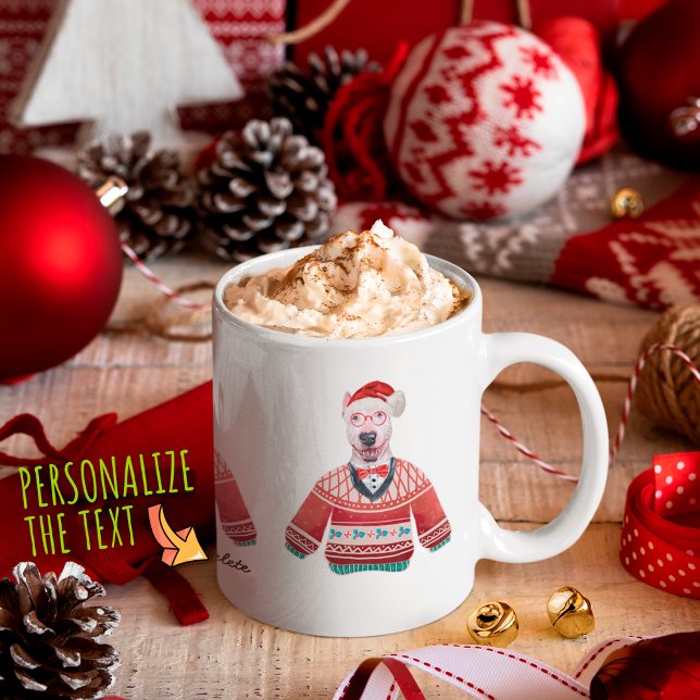Bull Terrier Wearing Ugly Sweater Xmas Dog Lover Coffee Mug (Creator Uploaded)