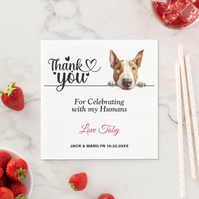 Bull Terrier Wedding Reception Napkin (Insitu)