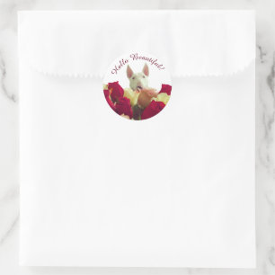 Bull terrier with roses - Hello Beautiful Classic Round Sticker