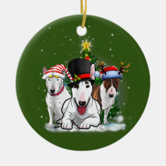 Bull Terriers Ceramic Tree Decoration