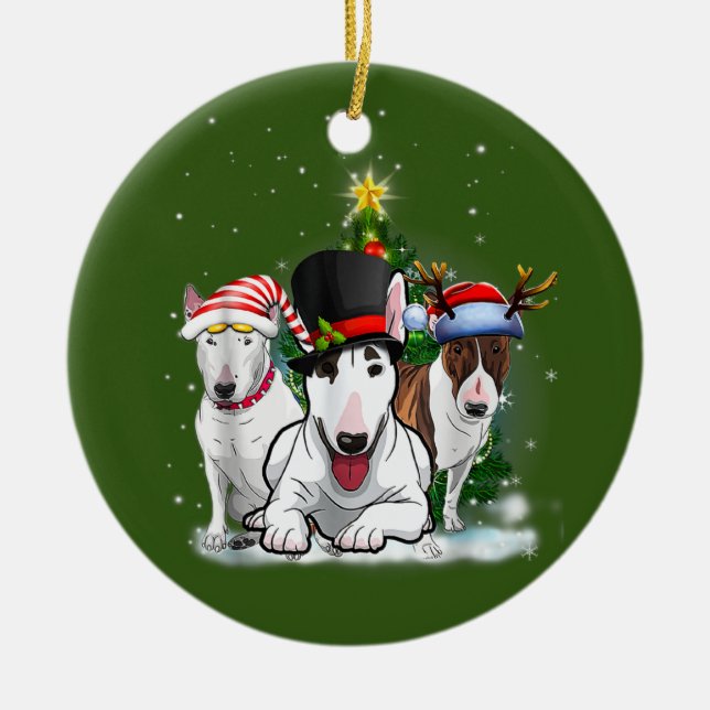 Bull Terriers Ceramic Tree Decoration (Front)