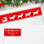 Bull Terriers Christmas Sleigh Dogs Return Address Wrap Around Label<br><div class="desc">Add some whimsy to your holiday mailings with this fun wrap around return address label. Funny illustration of a team of Bull Terriers pulling a sleigh with a squirrel. Easy to personalise with your own address. These red and white labels are perfect for Bull Terrier lover families and pet care...</div>