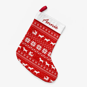Bull Terriers Dogs Sleigh Ride Holiday Small Christmas Stocking