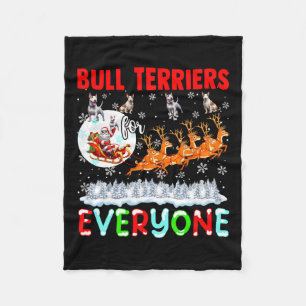 Bull Terriers For Everyone Xmas Owner Santa Sleigh Fleece Blanket