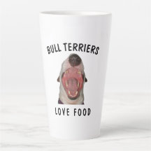 BULL TERRIERS LOVE FOOD Latte Mug, 2 Sizes