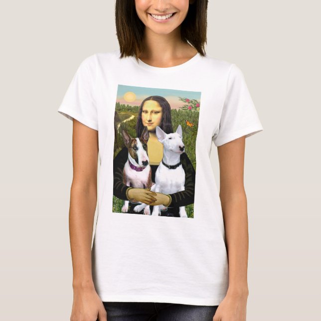Bull Terriers (Two) - Mona Lisa T-Shirt (Front)