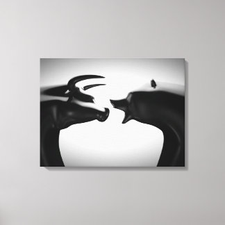 Bull vs Bear Black and White Canvas Print
