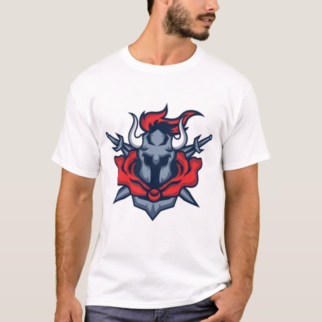 Bull Warrior Graphic T-Shirt for Men (Front)
