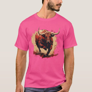 Bull with Big Horns for Bull Run Fans and Animals T-Shirt