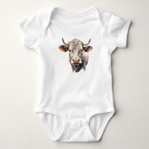 Bull with Horns Cute Farm Animal Baby Bodysuit