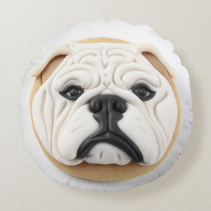 Bulldog 3D Inspired Round Cushion