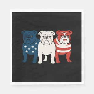 Bulldog 4th of July Dog Lover Men women USA Flag Napkin