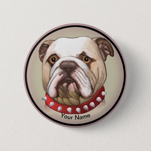 Bulldog    6 cm round badge (Front)