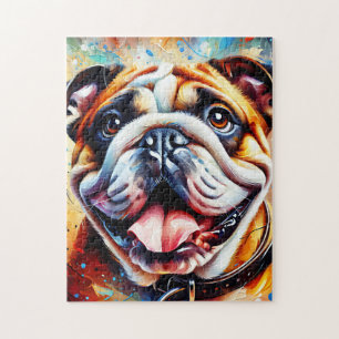 Bulldog Acrylic Art Print Portrait Dog Lover Jigsaw Puzzle