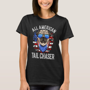 Bulldog All American Tailchaser Usa Flag  4th Of J T-Shirt