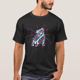 Bulldog American Flag 4th Of July Dogs Mum Family T-Shirt