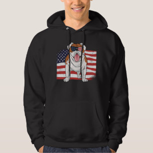Bulldog American Flag 4th of July USA Independence Hoodie