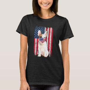 Bulldog American Flag Dog Wears Face Mask 4th Of J T-Shirt