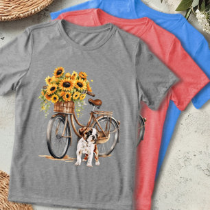 Bulldog and Sunflower Bicycle Tri-Blend Shirt