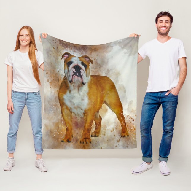 Bulldog Art English Bulldog Lovers Fleece Blanket (In Situ)